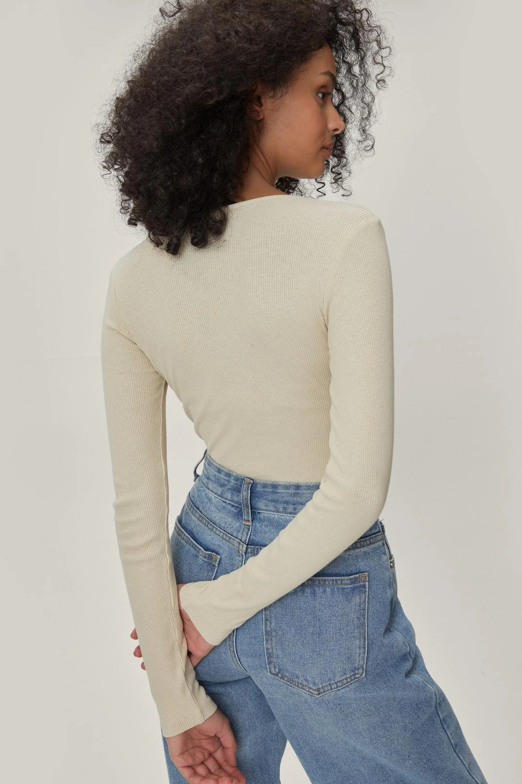 Crew Neck Long Sleeve Bodysuit - Image 3