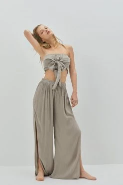 Crinkle Bandeau Tie Front Cover Up Top