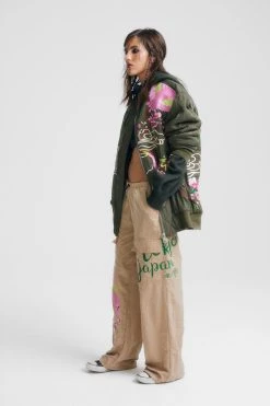 Embroidered Parachute Cargo Pants