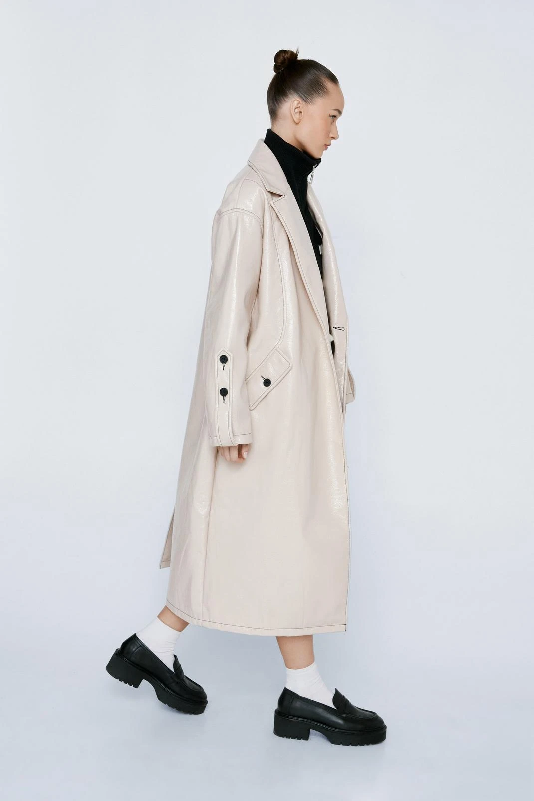 Petite Vinyl Oversized Trench