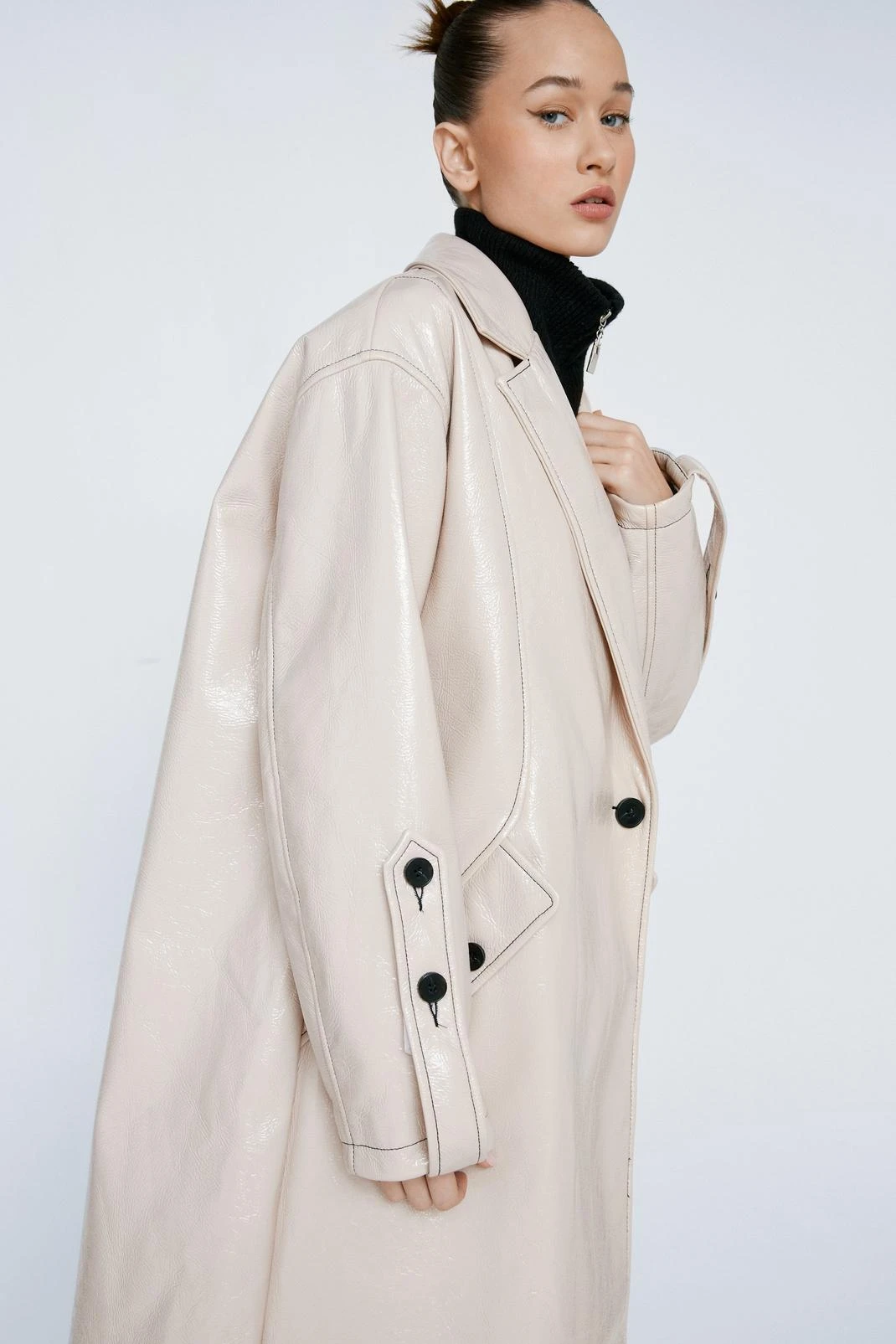 Petite Vinyl Oversized Trench - Image 2