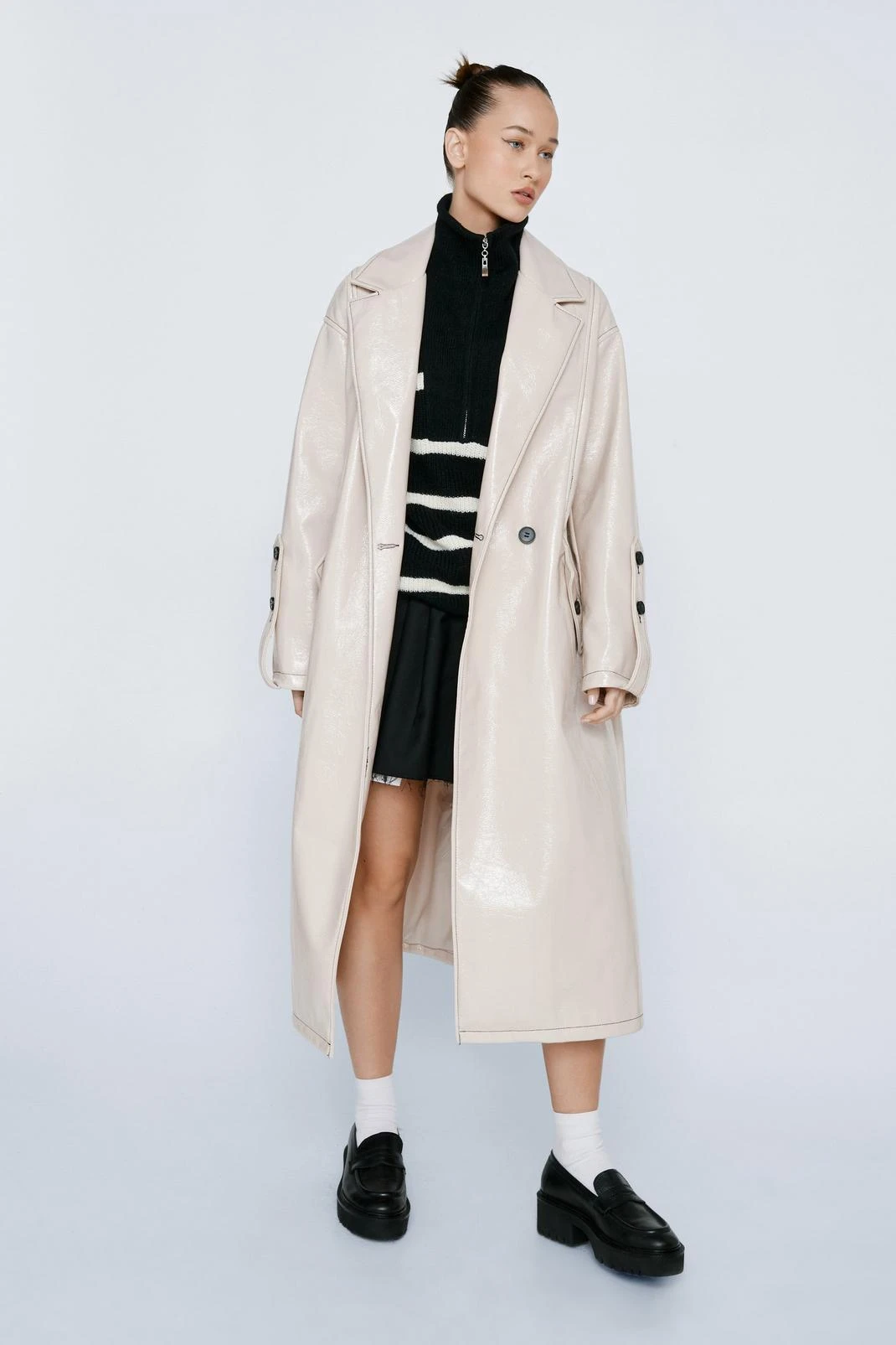 Petite Vinyl Oversized Trench - Image 7