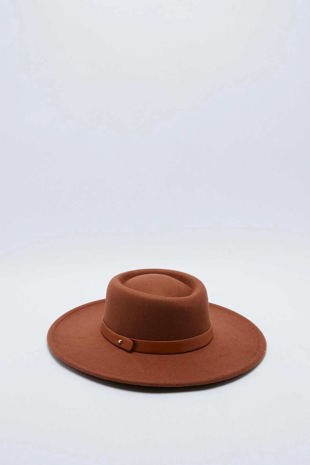 Faux Leather Trim Fedora Hat - Image 2