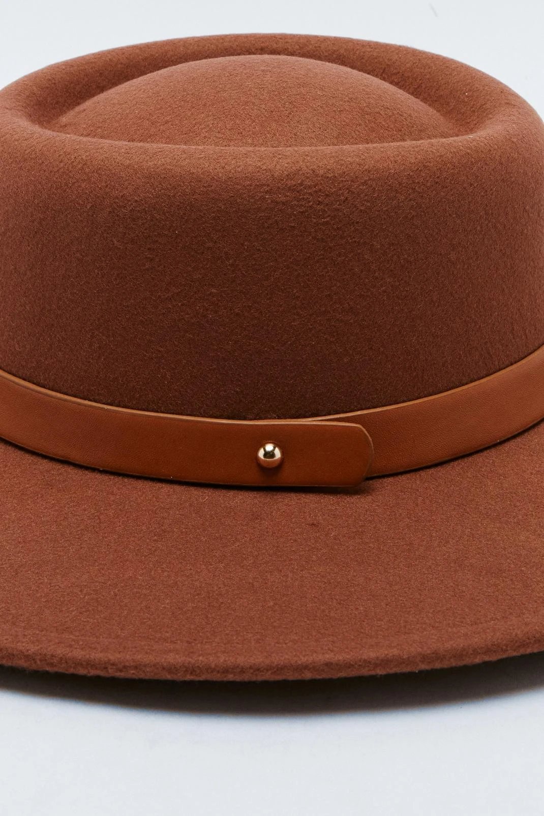 Faux Leather Trim Fedora Hat - Image 3
