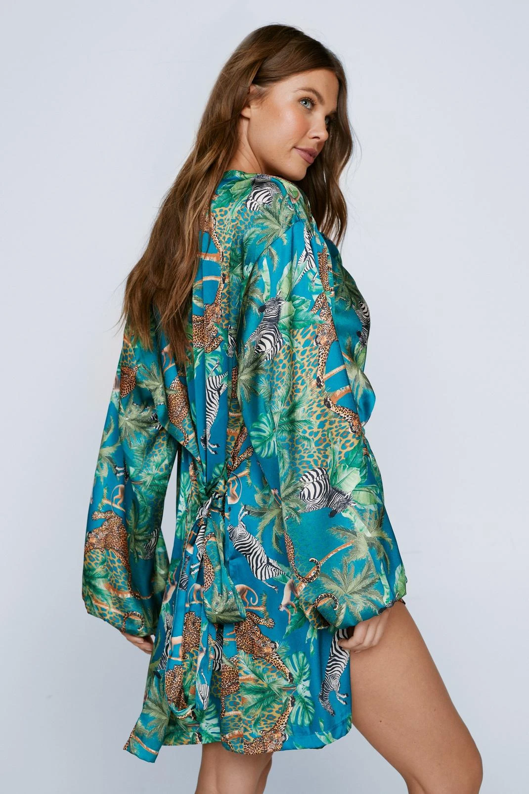 Recycled Satin Wildlife 3pc Pj & Robe Set - Image 2