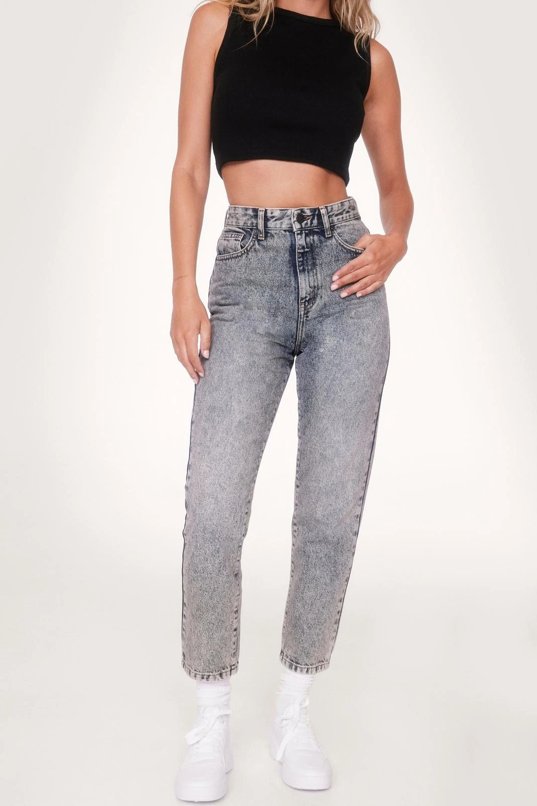 Organic Denim High Waisted Mom Jeans - Image 4