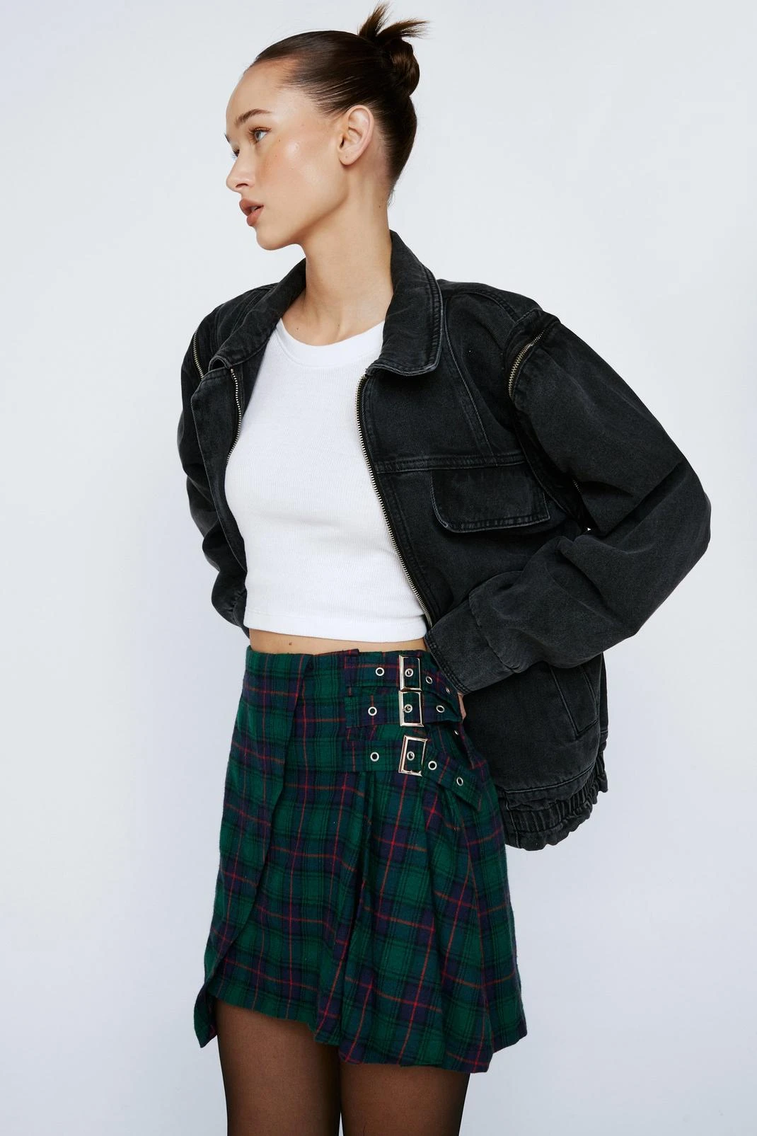 Petite 2 In 1 Detach Sleeve Denim Jacket