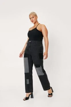Plus Size Organic Denim Patchwork Jeans
