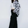 Plus Size Washed Wide Leg Cargo Pants