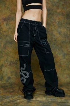 Premium Metallic Snake Washed Cargo Pants