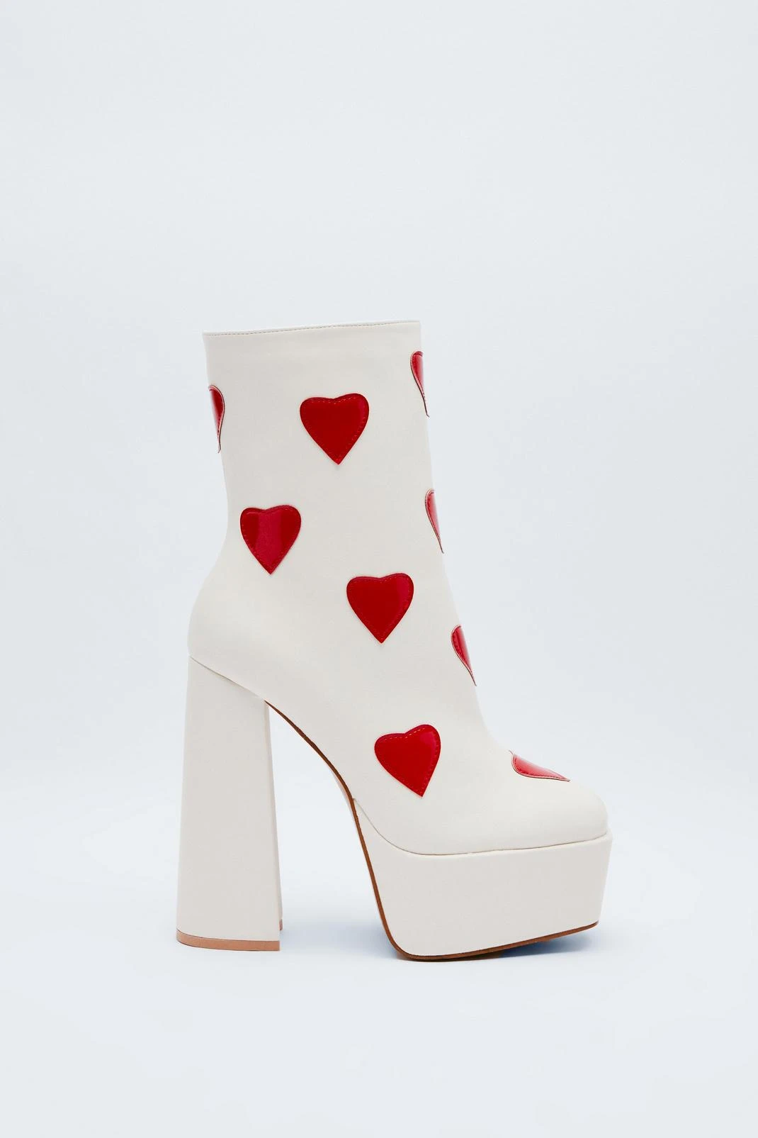 Faux Leather Heart Platform Ankle Boot - Image 2