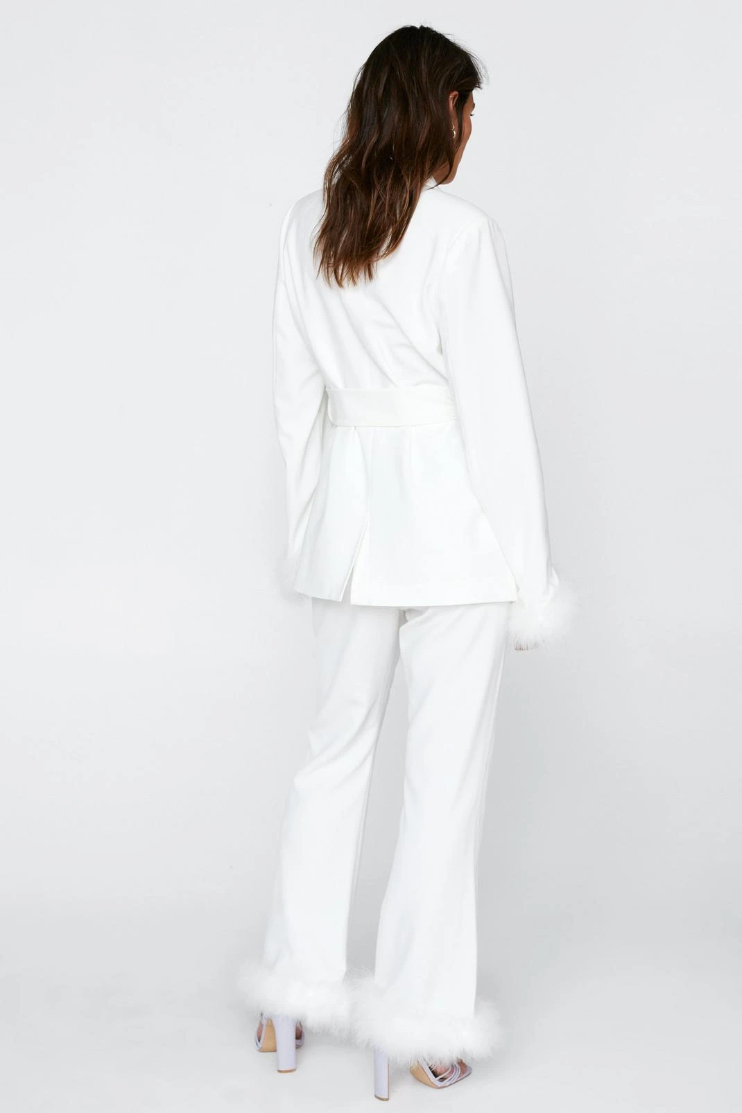 Petite Feather Hem Flared Two Piece Set Pants - Image 6