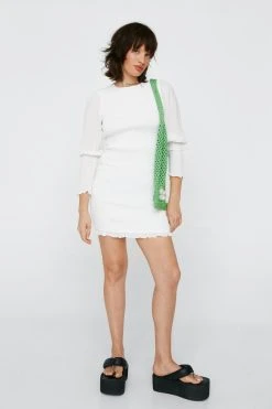 Petite Shirred Bodycon Mini Dress