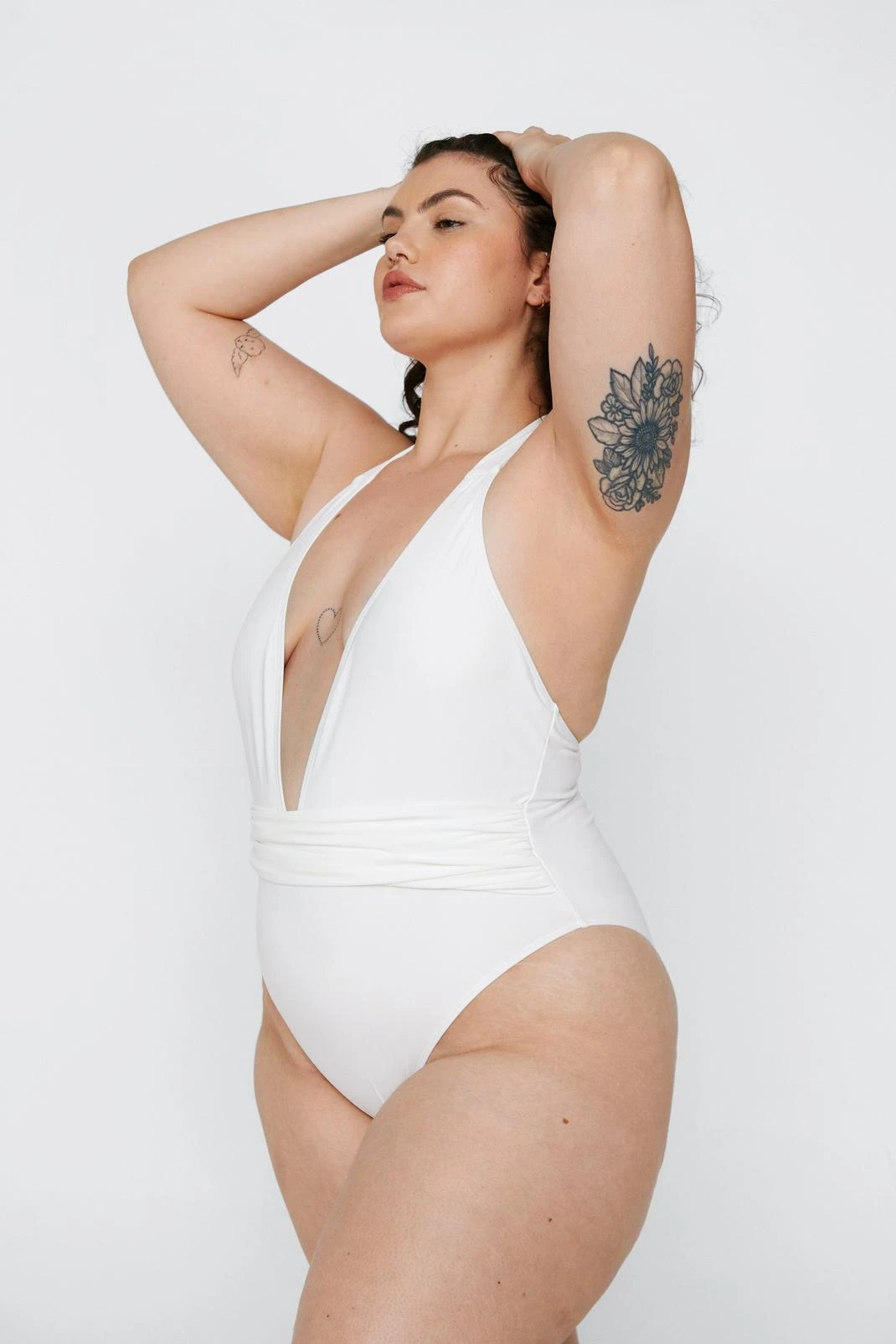 Plus Size Recycled Ruched Strap Plunge Swimsuit - Image 4