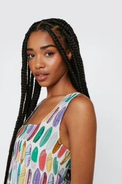 Surf Board Print A Line Mini Dress