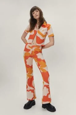 Retro Floral Print Flare