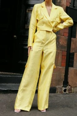 Structured Satin Cargo Pants